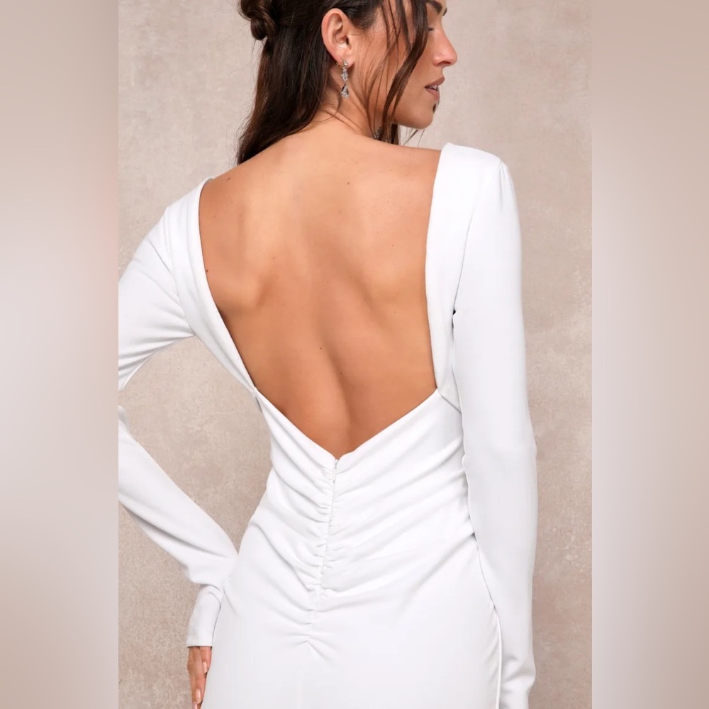 Lulus Extravagant Love White Backless Long Sleeve
Ruched Maxi Dress - Picture 3 of 5